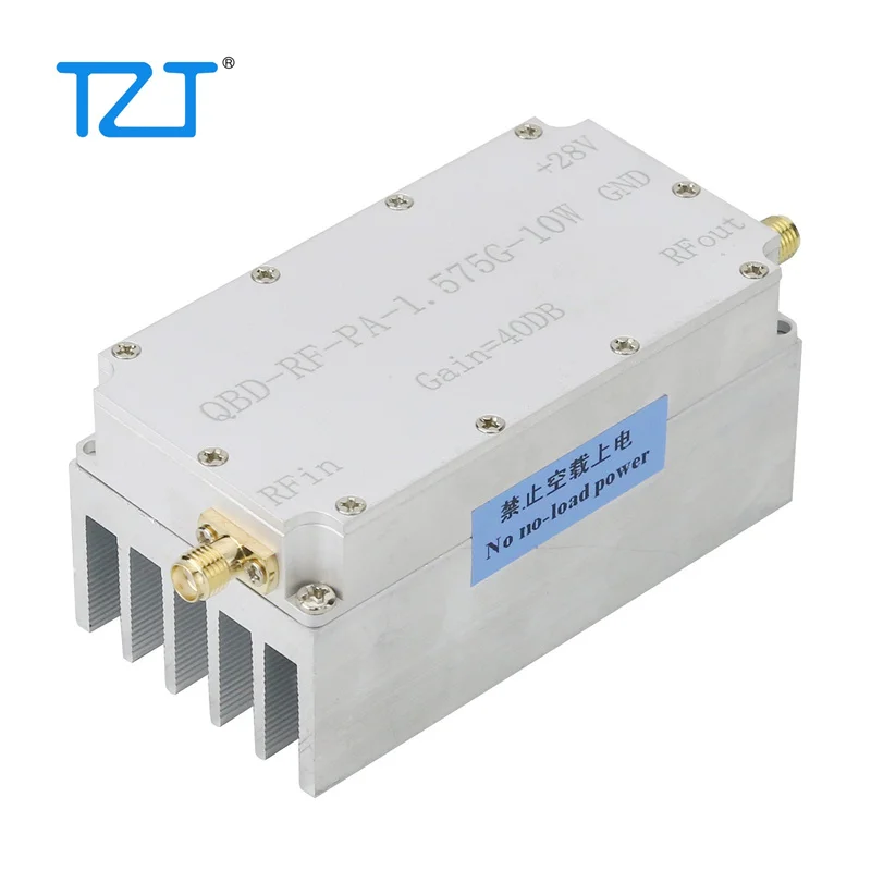 TZT QBD-RF-PA-1.575G-10W 1.5-1.6GHz RF Power Amplifier GPS Beidou RF Power Amp with Heat Sink