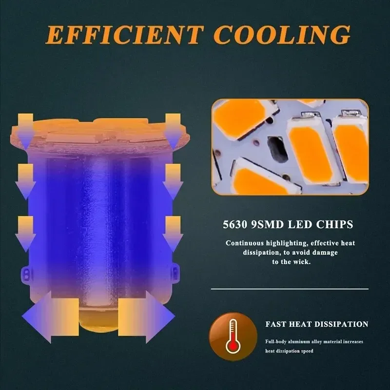 10PCS 12V 1156 P21W BA15S LED 1157 BAY15D LED Bulbs 5630 9Smd For Car Side Indicator Lamp Turn Signal Light Brake Lamp Universal