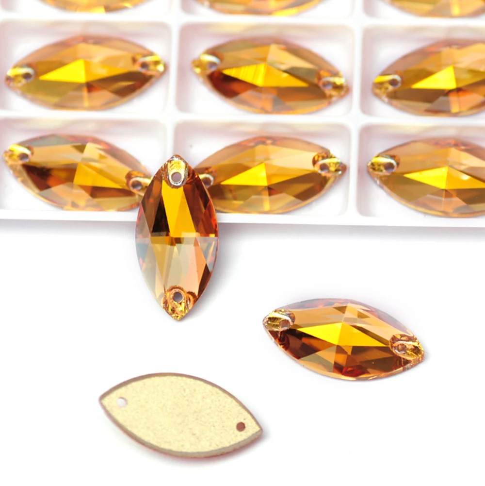 Colorful Navette 6A Crystal Glass Rhinestone Sewing Stones Red Blue AB Flatback Strass Sew on Rhinestones for Clothing Garment
