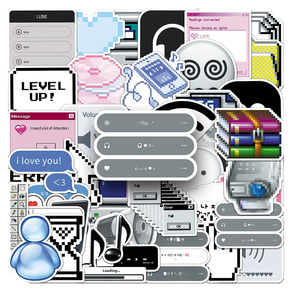 10/30/50pcs Funny Programming Internet Emoticon Stickers Cartoon Creative Sticker DIY Luggage Laptop Phone Decals for Kids Toy