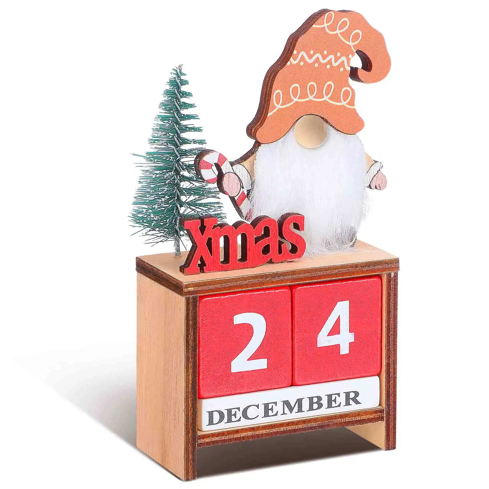 

1pcs Christmas Santa Decoration Wooden Countdown Calendar Festive Holiday Blocks Tabletop Desk Decor Xmas Home Party Supplies