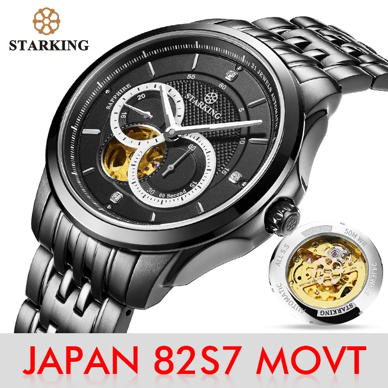 STARKING Watches imported movement 82S7 automatic mechanical watch 316 Stainless steel business watch AM0162