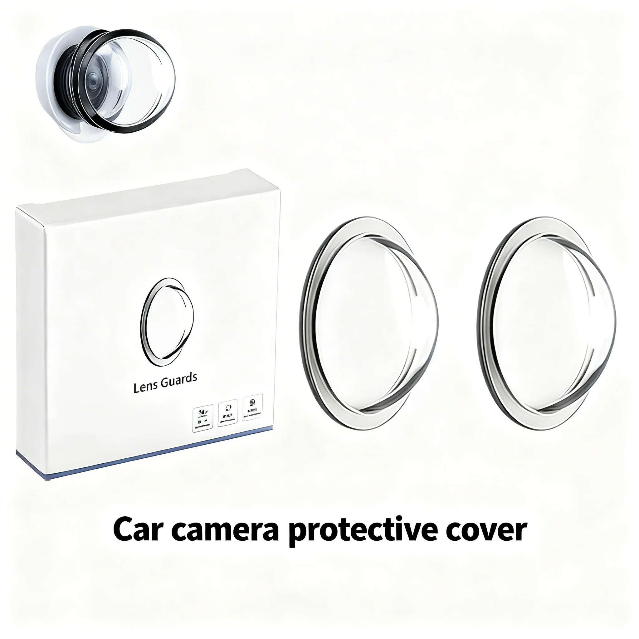 Car Camera Lens Guards 2Pcs Set HD Clear Hydrophobic Anti-Scratch Impact-Resistant Camera Cover for Auto Rearview Camera