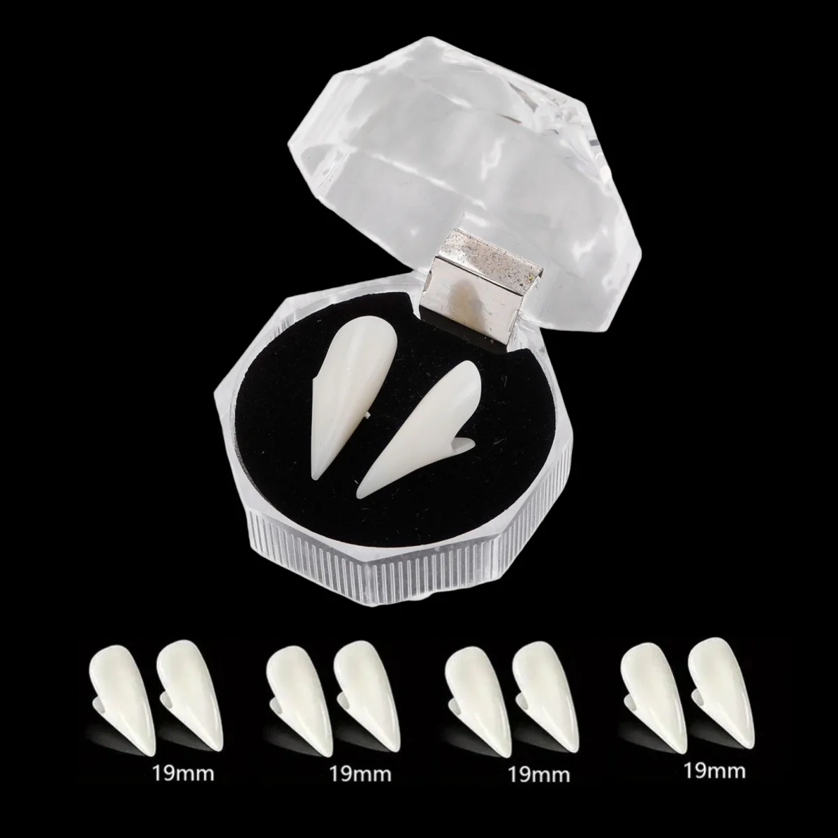 1pair Halloween Vampire Fake Teeth Realistic Resin False Teeth Cosplay Props Party Makeup Costume Accessories Prop Sharp Teeth