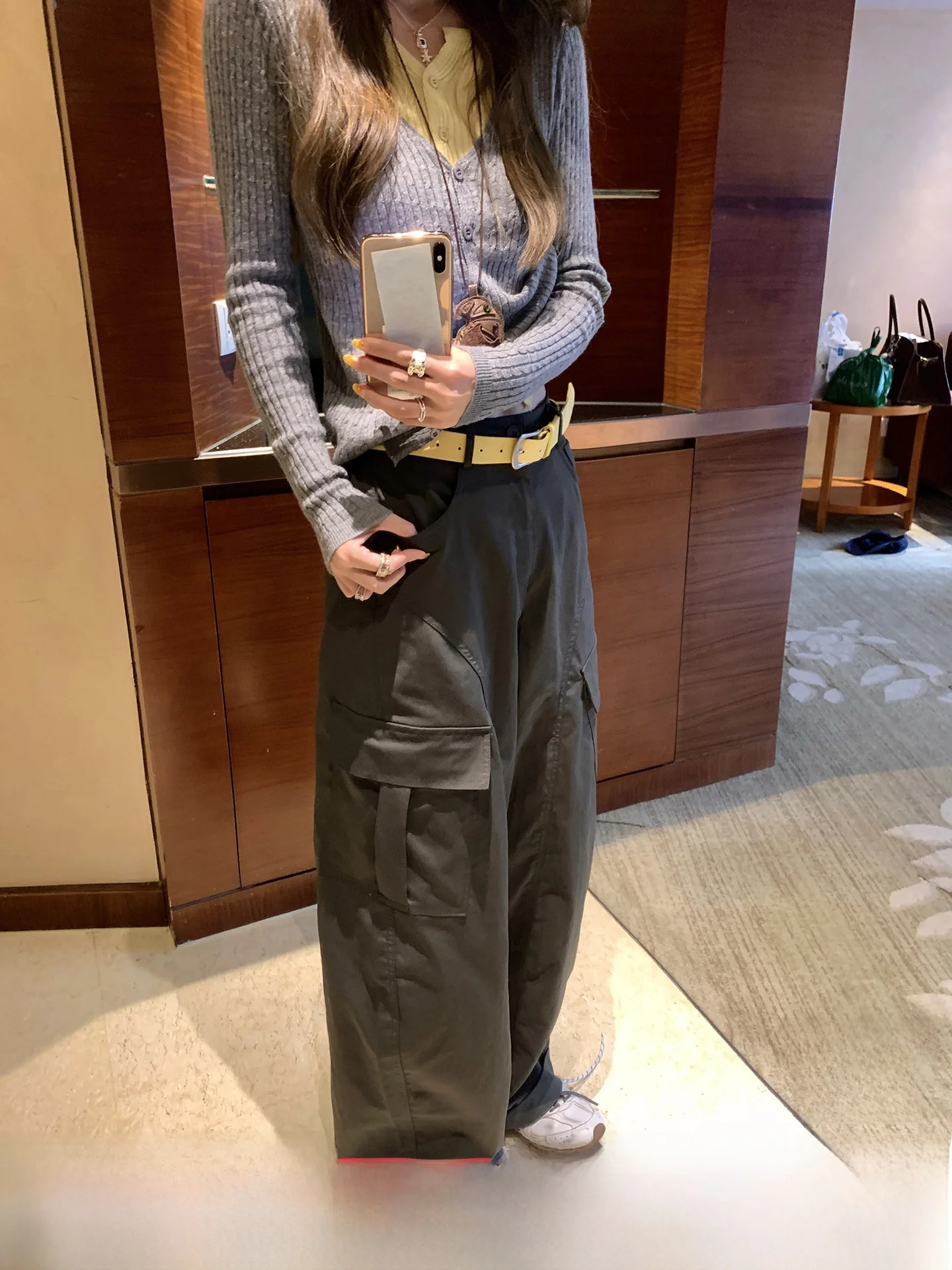 

Женские винтажные повседневные рабочие брюки Anneop California Road, свободные прямые брюки с широкими штанинами, осенне-зимние джинсы с высокой талией