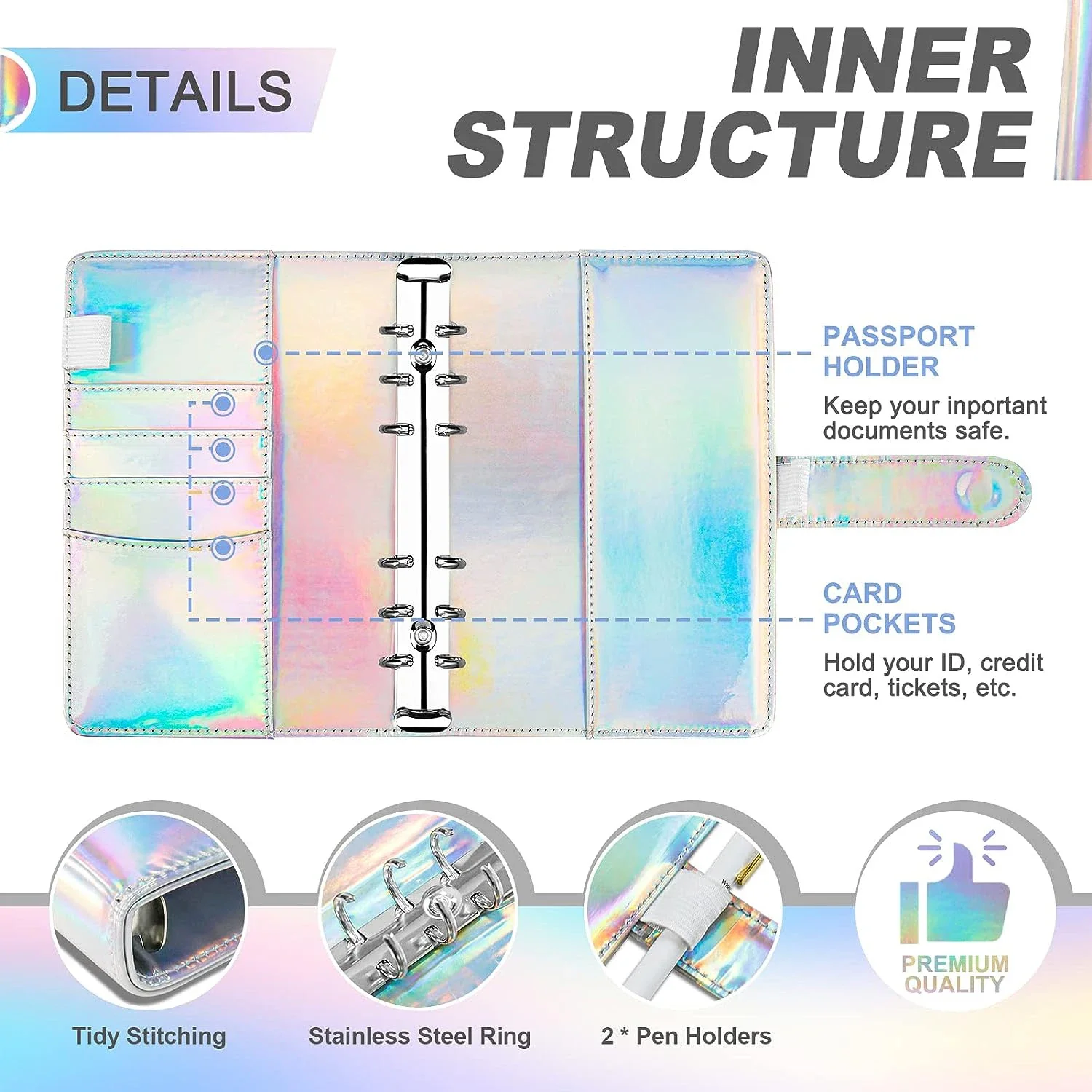 Imagem -03 - Laser Orçamento Binder com Zipper a6 Planner Organizador de Dinheiro Orçamentação Poupar Dinheiro Bolsos Acessórios 2024