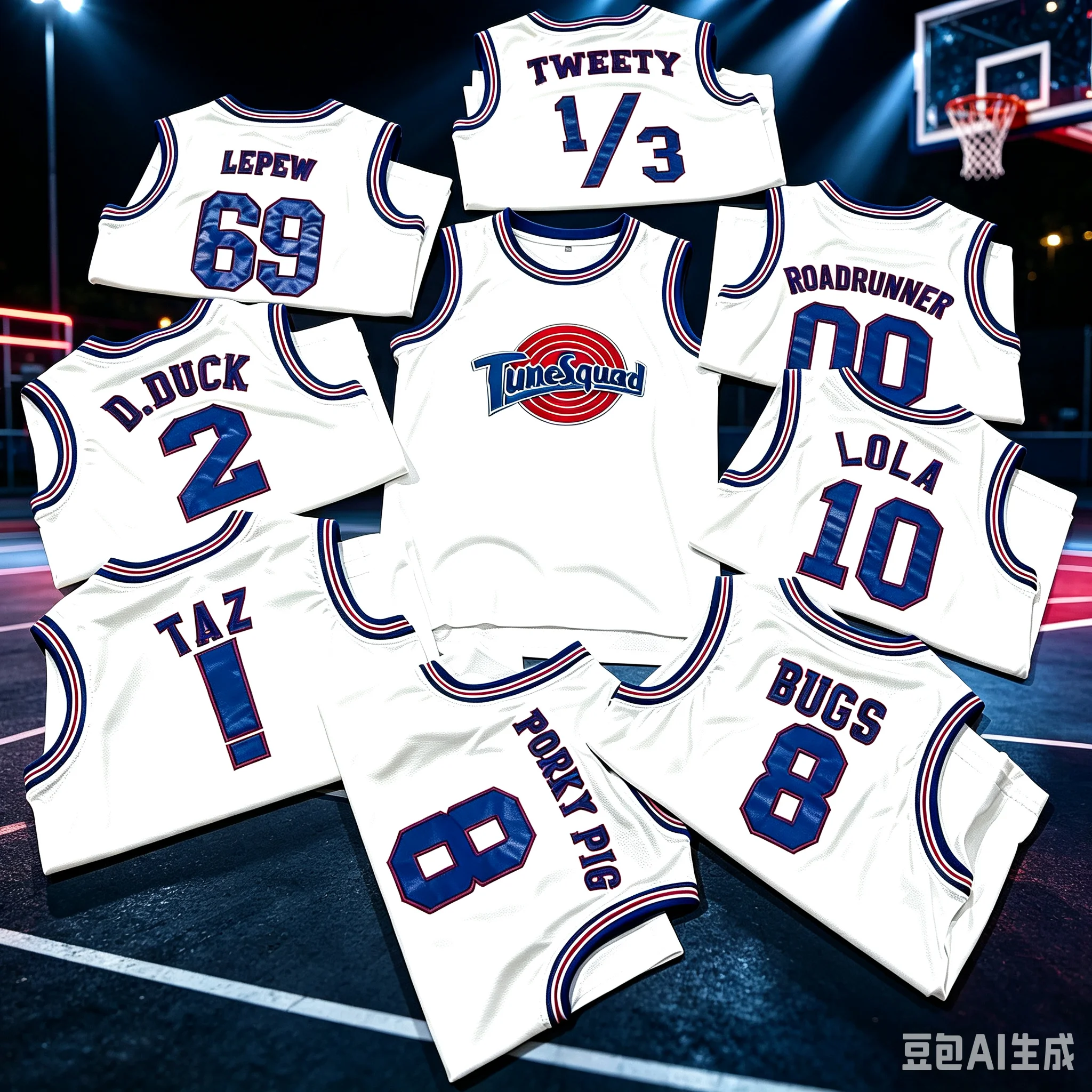 New Trillest Space Jam Bugs 1 Lola 10 Murray 22 TAZ D.Duck 2 White Tune Squad Basketball Jersey Men  Clothing Family Matching