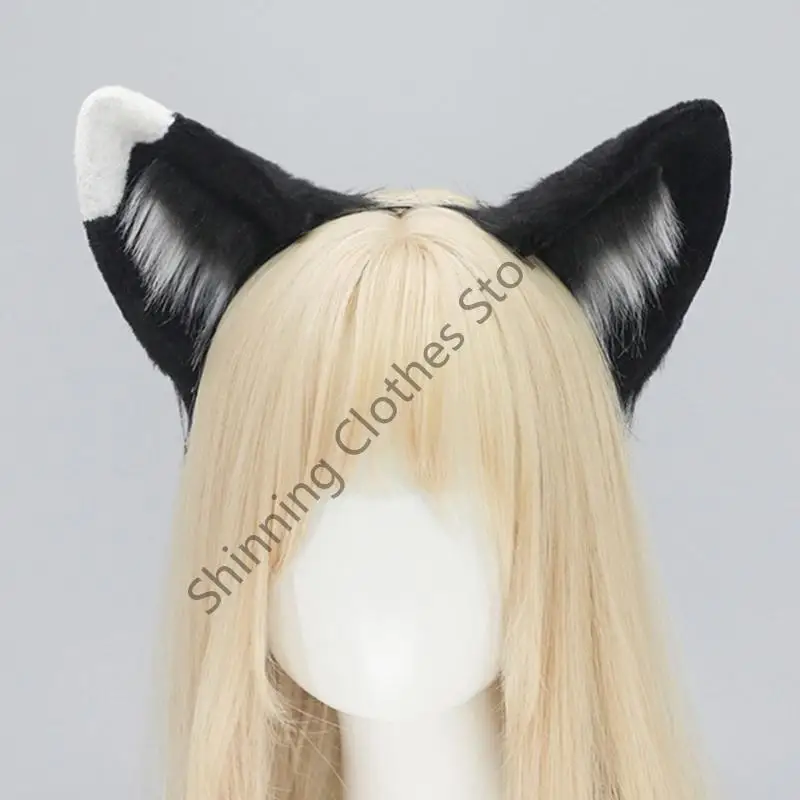

M68A Wolf Cats Ears Headband and Faux Furs Tail for Halloween Cosplay Party Costumes