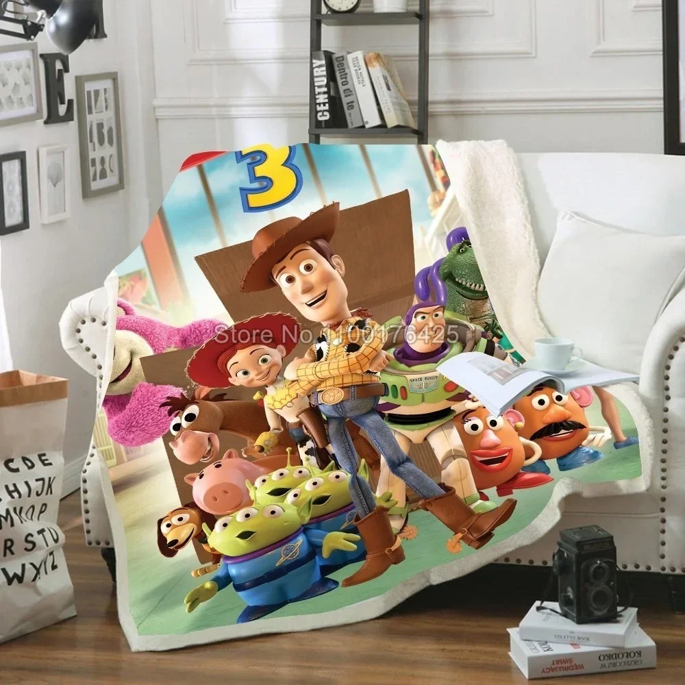 Toy Story Sherif Woody Buzz Lightyear Blanket Lambskin Lavash Wool Sofa Plaid Plush Bedspread Throw Blanket for Sofa Bed