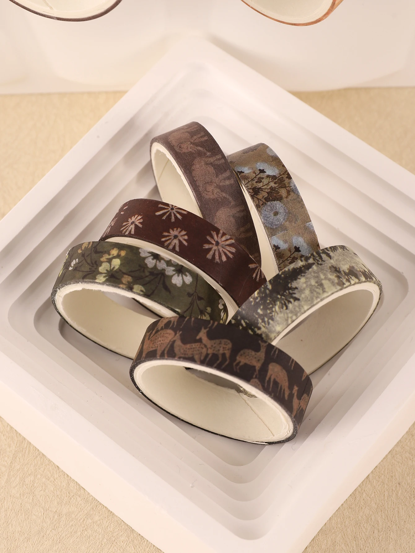 5rolls/Box Leaf Pattern Washi Tape Autumn Washi Tape Scrapbooking Stationery Masking Tapes Art Supplies Gift Sticker Washi Tape