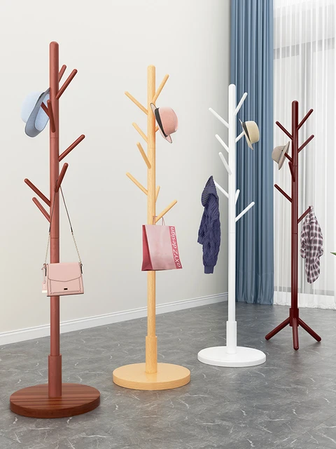 Perchero de madera maciza para el hogar estante Simple para ropa en el suelo del dormitorio estante moderno para almacenamiento de ropa de un solo