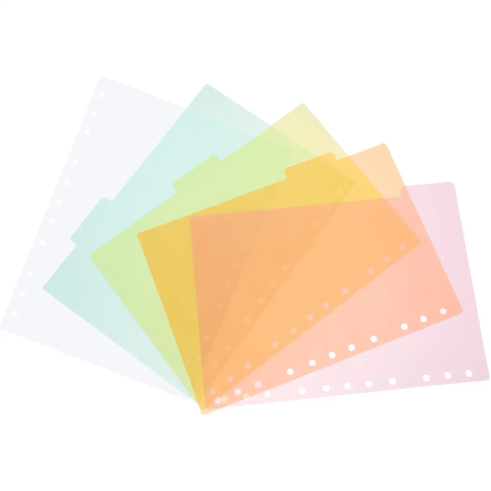 5 Pcs Notepad Loose-leaf Page Markers Colored Punched Binder Dividers Tabs Translucent