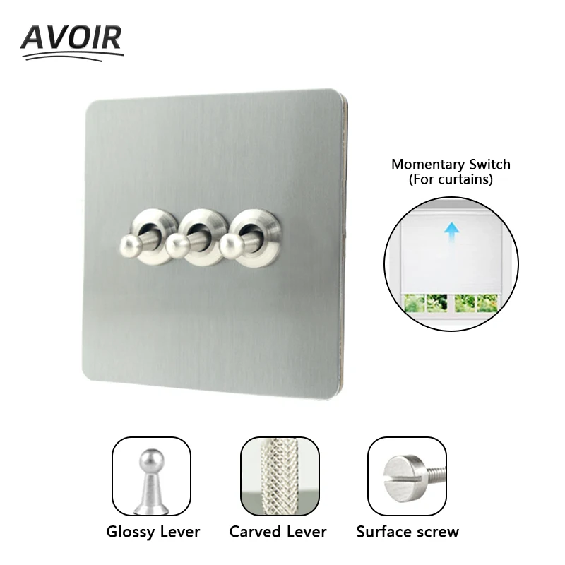 

Avoir Nickel Brushed Wall Light Switch Gray Curtain Blind Switch Dual Usb Sockets 220V Led Dimmer Switch Brightness Ceiling Fan