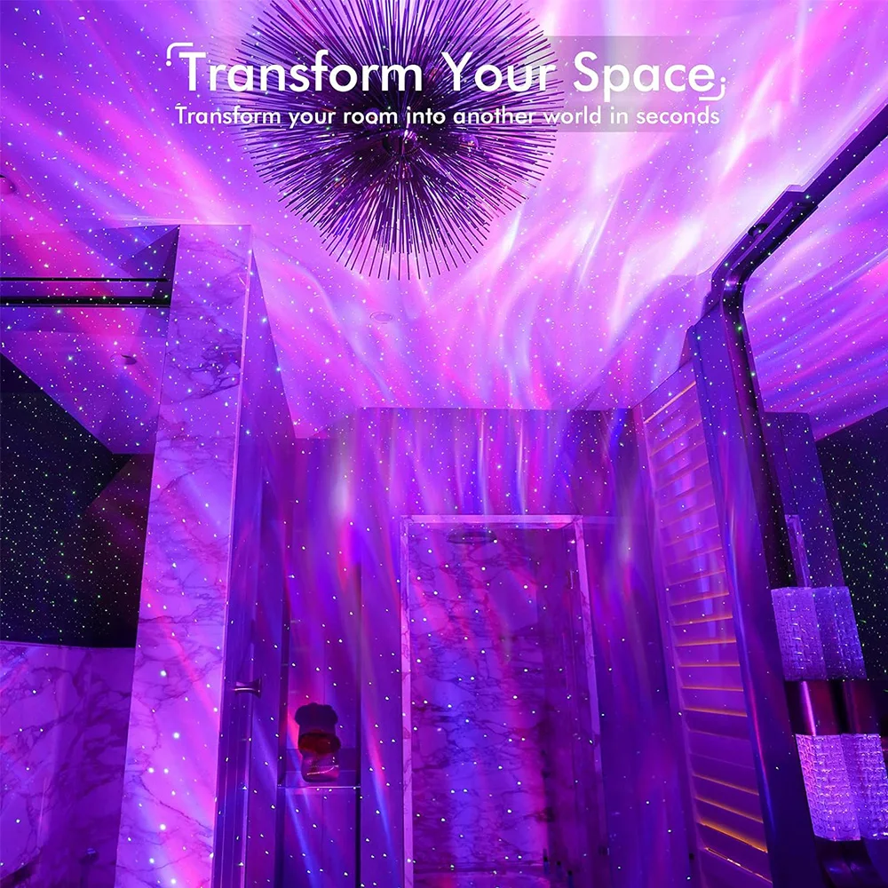 Star Galaxy Night Light Projector for Bedroom Bluetooth Speaker and White Noise Aurora Projection Lamp for Kids Room Decor Gift