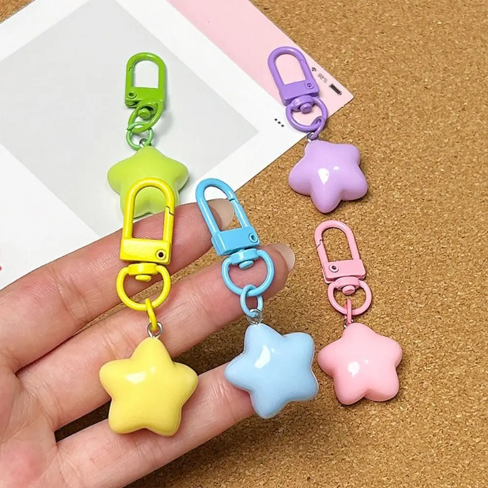 5pcs noctilucent Friendship Stars Keychain Resin Colourful Chubby Star Keychain Pentagram Bag Accessories Backpack Pendant