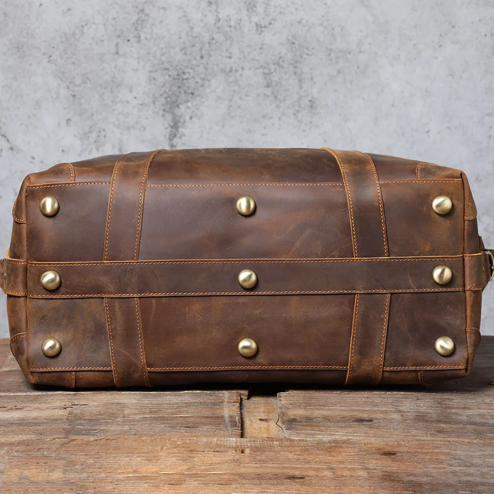 S.WORKER Premium Vollnarbenleder-Reisetasche Echtes Leder Vintage-Stil Große Handgepäcktasche – Detail 10