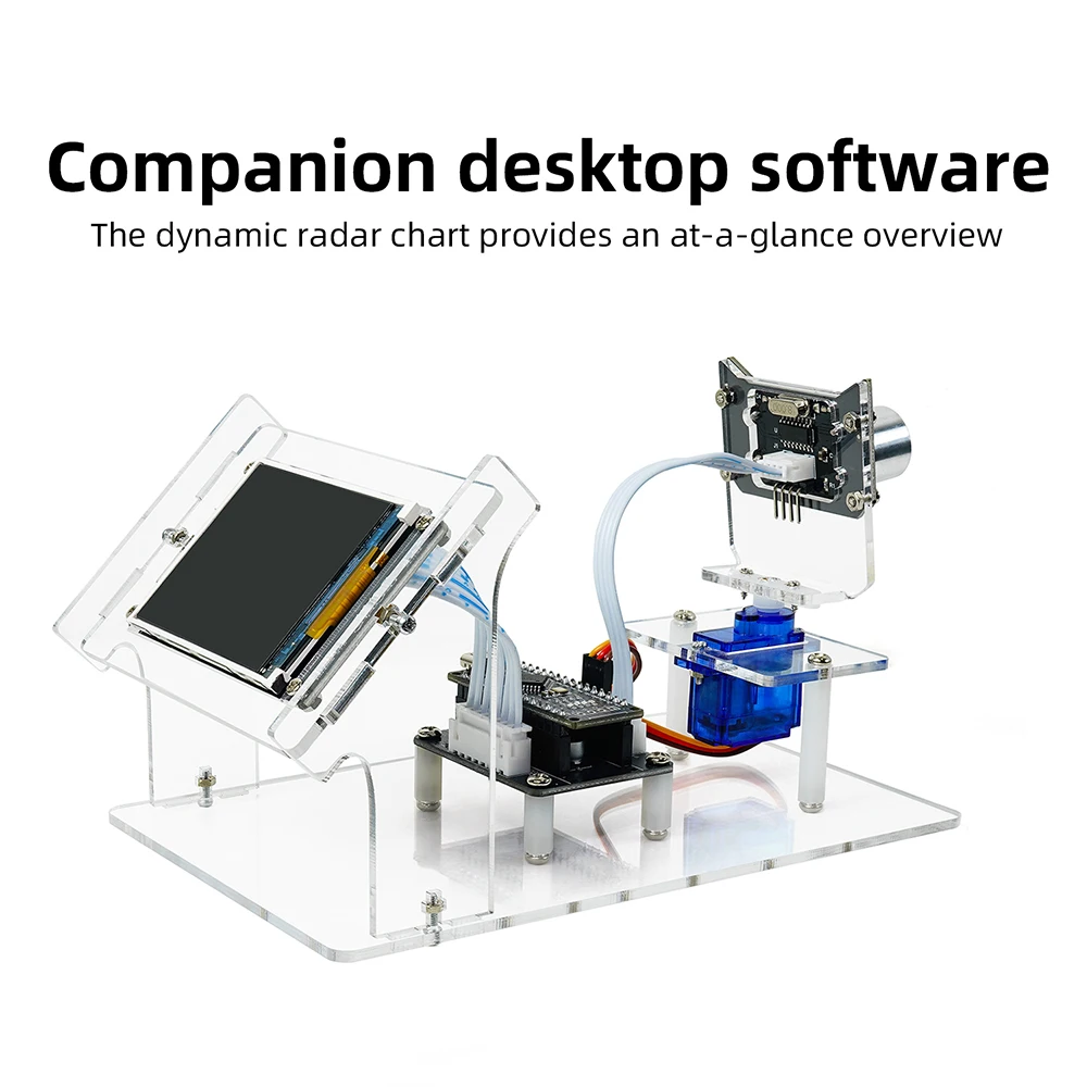 DC 5V Ultrasonic Radar Scanner DIY Kit HXFB Graphical Programming Core Board 0-180 Servo Scanning LCD Real-time Display