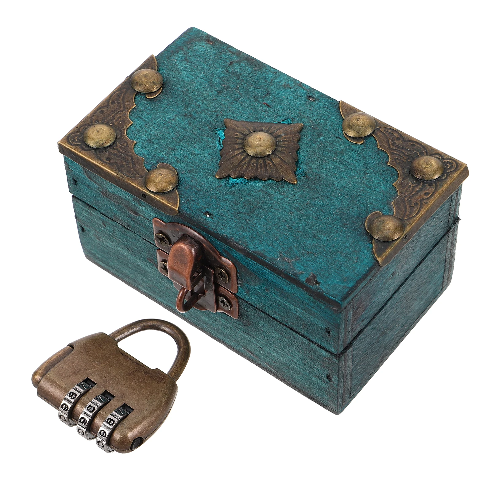 

Retro Wood Jewelry Box Vintage Style Storage Chest 9X5.5X5Cm With Password Lock Portable Organizer For Women Travel Home Decor