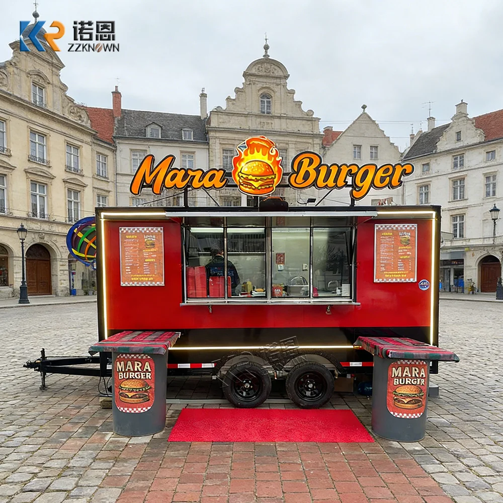 

Portable Food Truck Ice Cream Snack Dessert Burger Van Catering Trailer Custom Concession Food Trailer with Full Kitchen