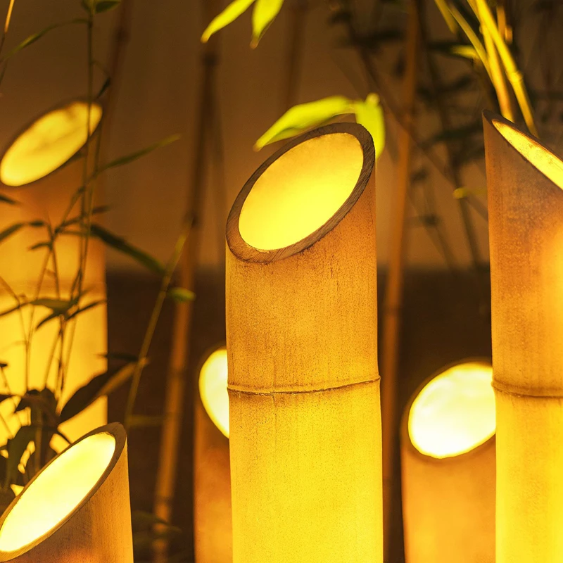 Modern Creative Bamboo Garden Lamp Villa Courtyard Backyard Landscape Light Park Resort Decor Lawn Lighting