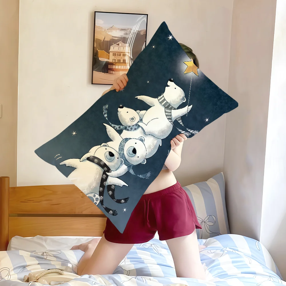 

С Рождеством искусство белый медведь белый милый забавный прямоугольный чехол для подушки домашний диван гостиная офис кофейня наволочка