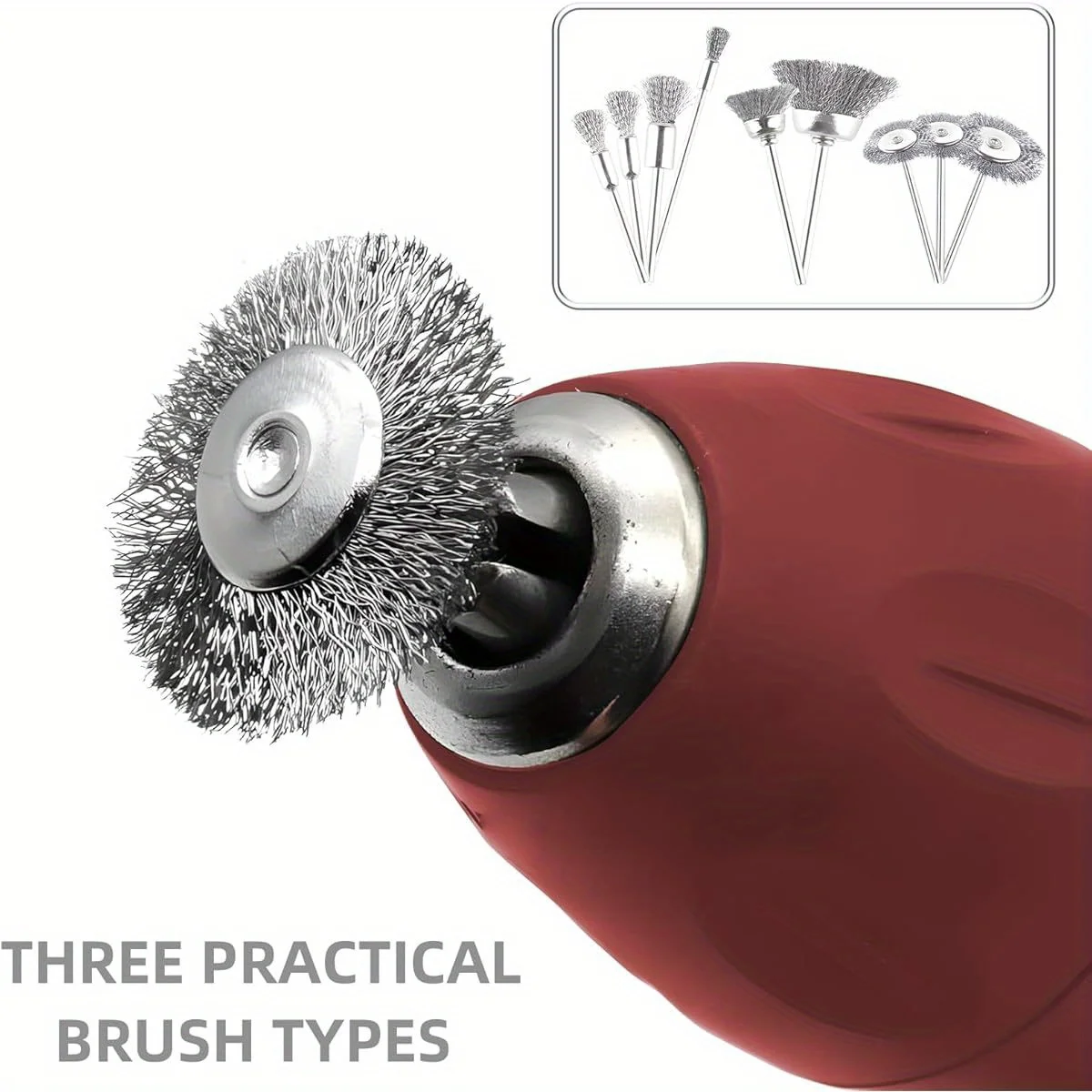 3mm Shank Steel Wire Cup Brush Kit Fits Drill Die Grinder Rotary Tool Attachment for Metal Cleaning Rust Removal and Polishing
