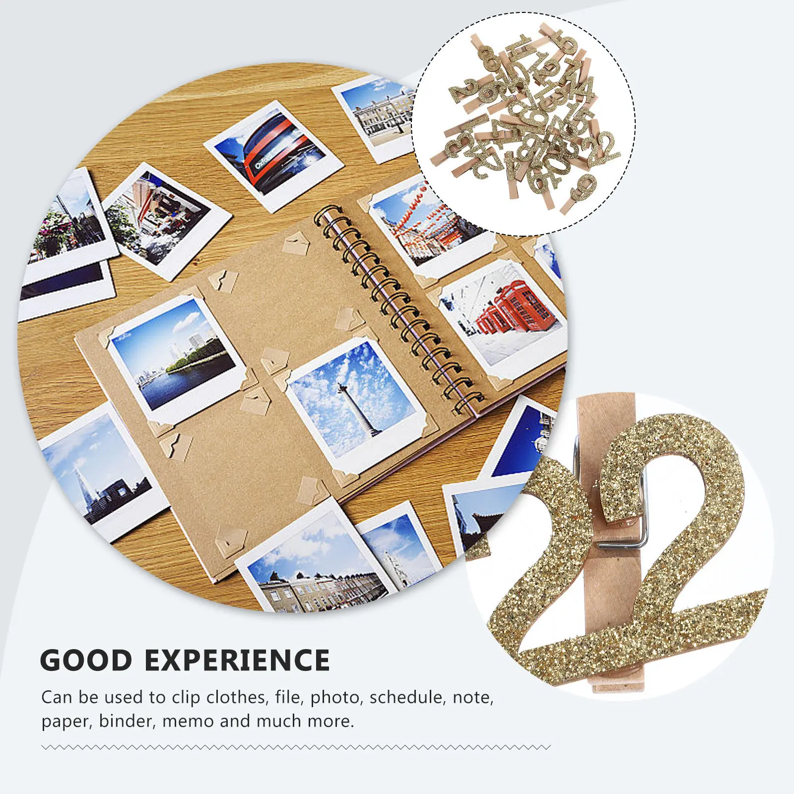 24Pcs Wooden Picture Clamps Small Craft Clips for Photo Wall Decoration DIY Projects Home Office School Christmas Tree Display view 3