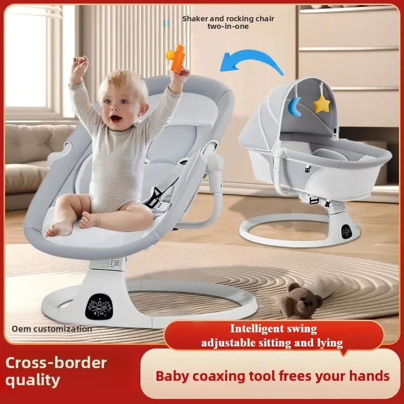 

Электрические детские качели 2 в 1, люлька-качалка для младенцев и малышей, колыбель с дистанционным управлением, Bluetooth, музыка для новорожденных