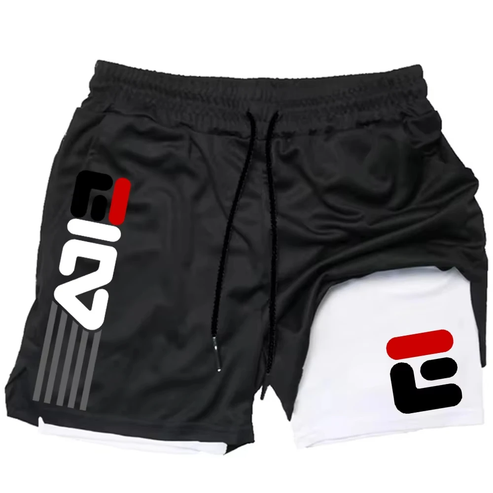 

Gym Shorts Men Double-deck Workout Shorts 2 In 1 Quick Dry Workout Training Short Pants Fitness Sport Jogging Pants Running Shor