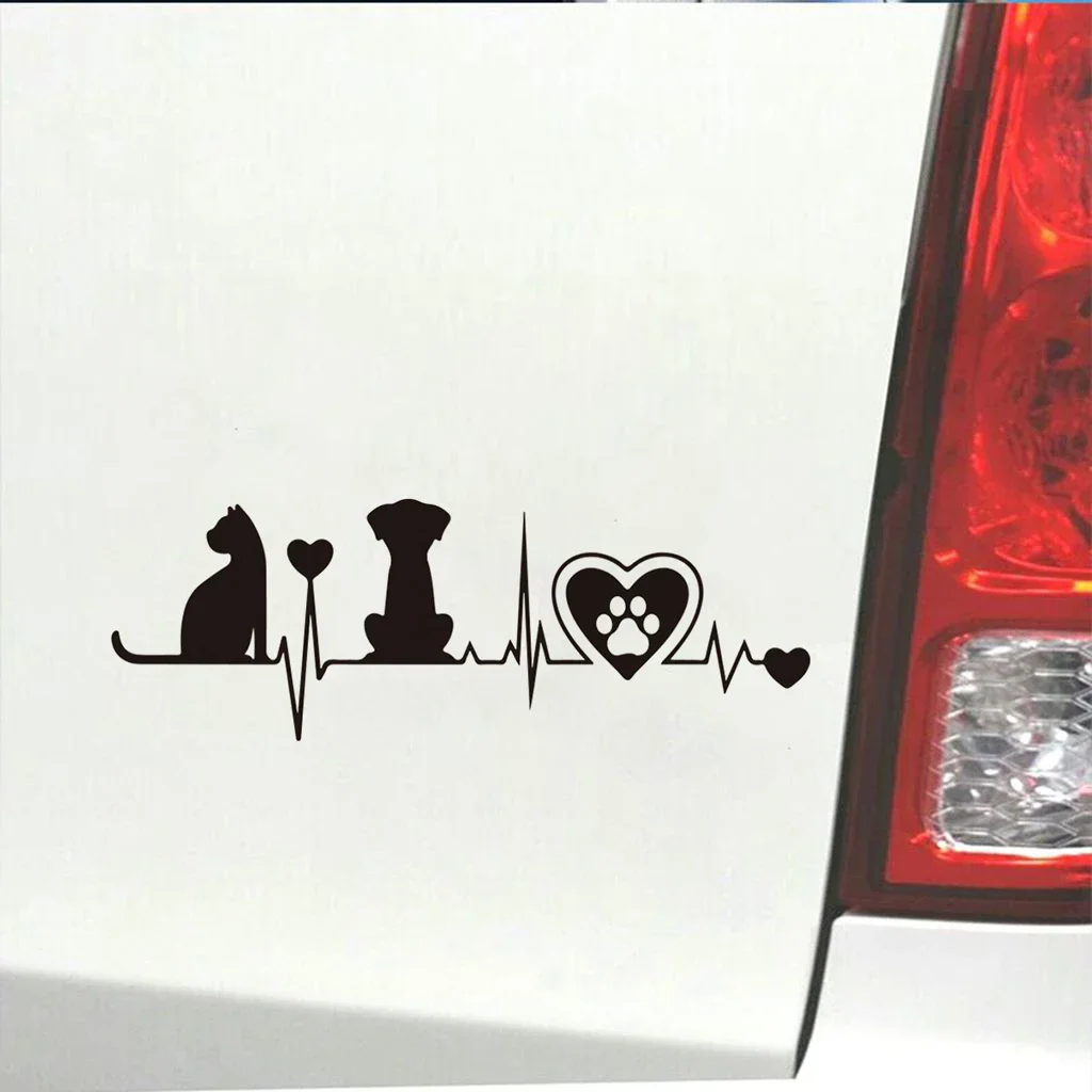 

Motorcycle Sticker Heartbeats Cats and dogs love footprints Reflective Car Stickers Moto Auto Decal Vinyl