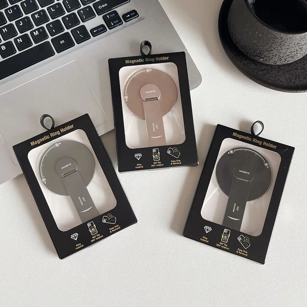 

Alloy Rotation Phone Holder Multi-angle Fixation Foldable Magnetic Phone Bracket Ultra-thin Phone Case Grip Stand Holder