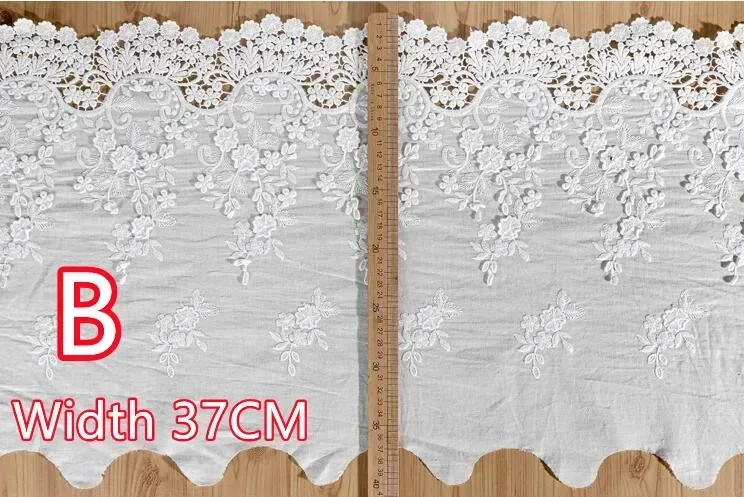 Beige and White100 % Cotton Embroidered Lace Fabrics, Women's Clothing, DIY Lace Trim, RS1689, 3Yards/Lot