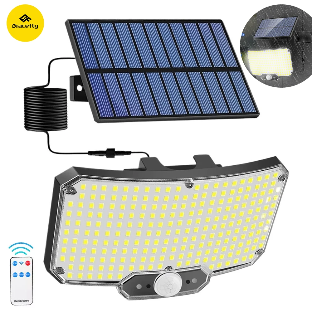 

234 LED Solar Powered Security Lights Outdoor Garden Motion Sensor 3 Modes Waterproof Split Solar Flood Wall Lights Lamp Garage