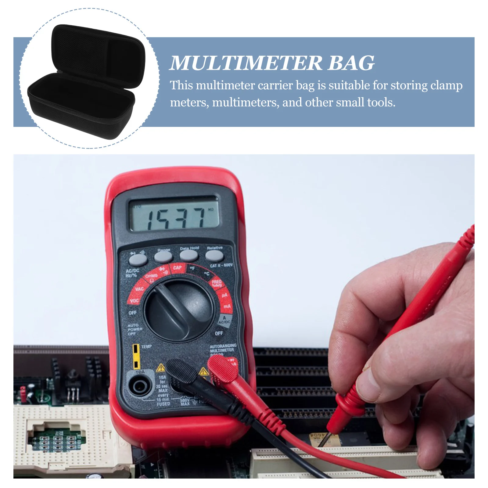 

Portable Multimeter Bag Water Resistant Tool Carrier with Interior Pockets for Multimeter Storage and Small Instruments