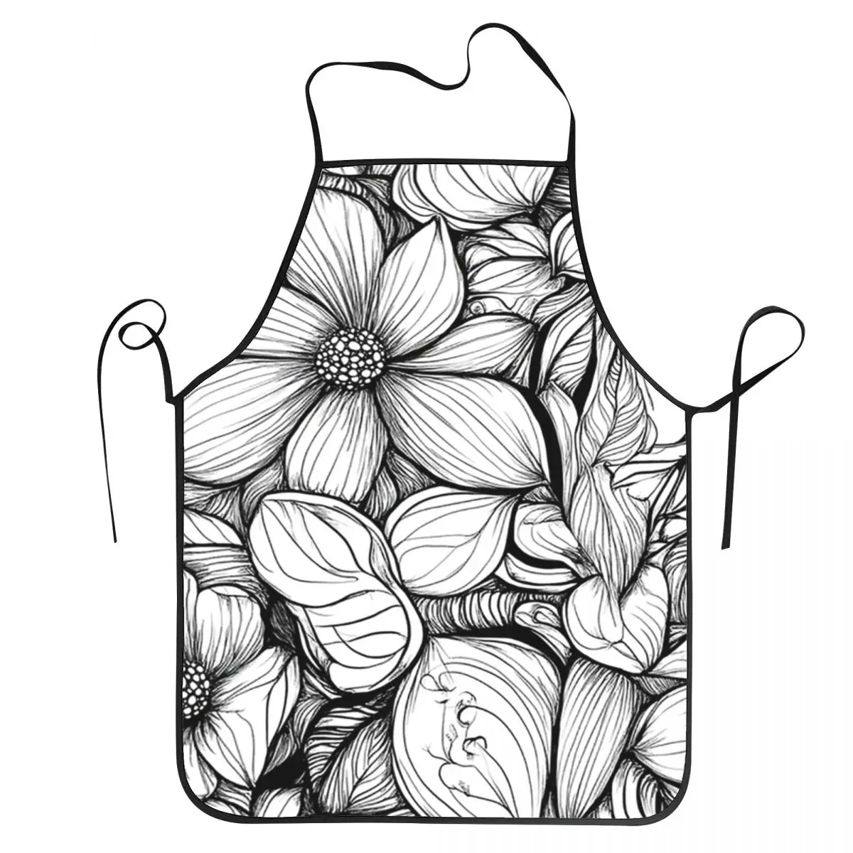 

Zentangle весенний цветочный фартук с шароварами, фартук для шеф-повара, приготовления пищи, выпечки, нагрудник, кухонный сарафан для чистки для женщин и мужчин, живопись