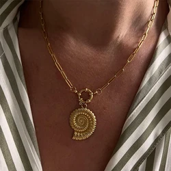 Necklaces for women Spring Buckle Chain Golden Ocean Series Pendant Shell Conch Sea Star Pendant stainless steel women's jewelry