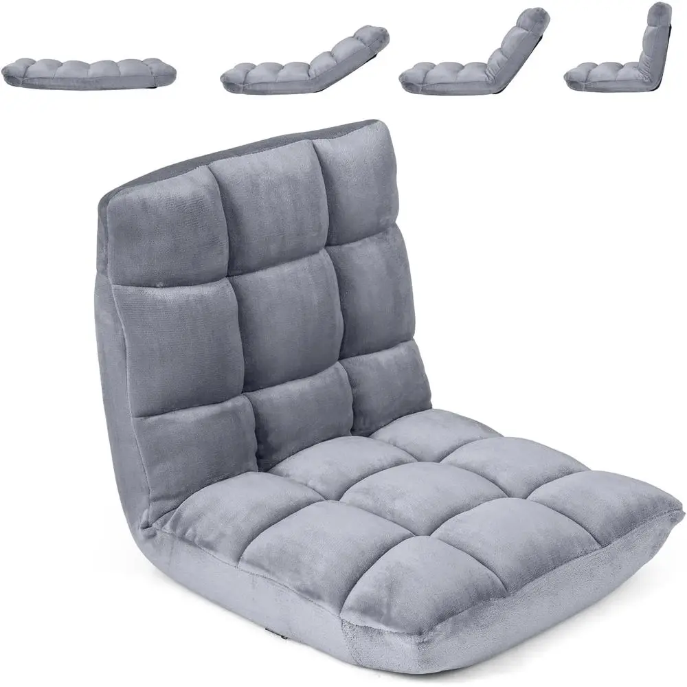 Ergonomic Video Gaming Chair with Adjustable Back Support, 14-Position Recline, Steel Frame, Suitable for Adults and Kids - Silv