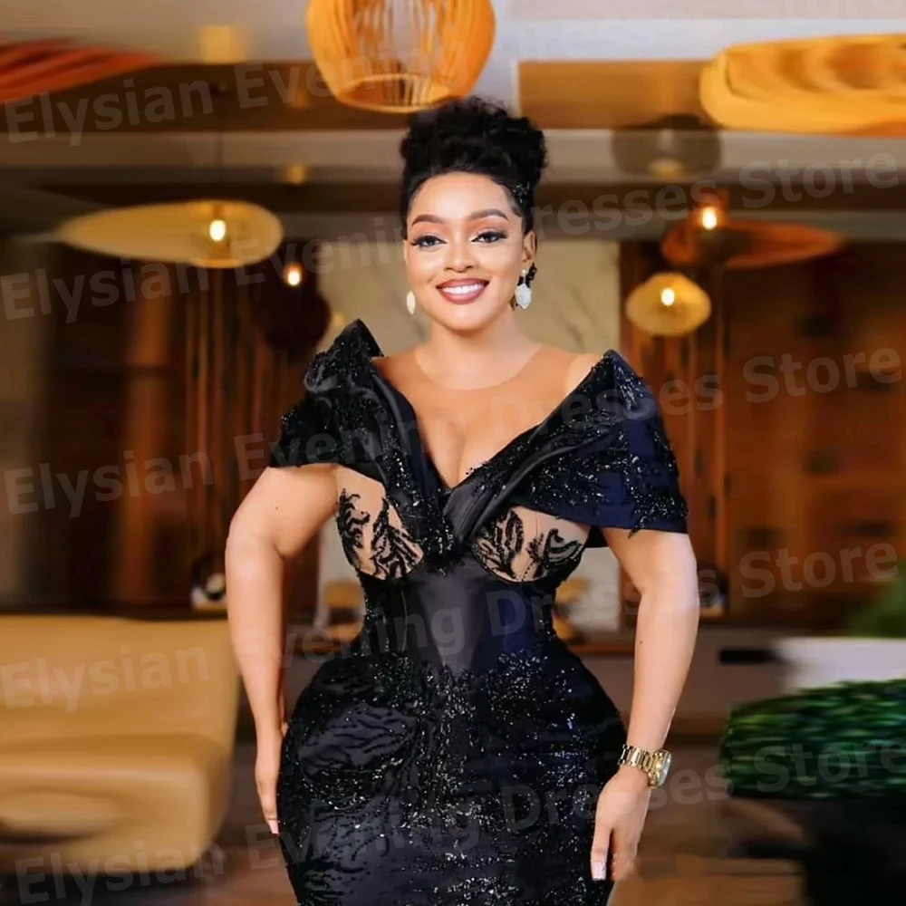 ชุดราตรีทรงเมอร์เมดเปิดไหล่สำหรับผู้หญิง ดีไซน์หรูหรา สามารถสั่งตัดได้ พร้อมลูกไม้ประดับ  ชุดออกงานกลางคืน ชุดพรอม  ชุดเดรสสำหรับผู้หญิง