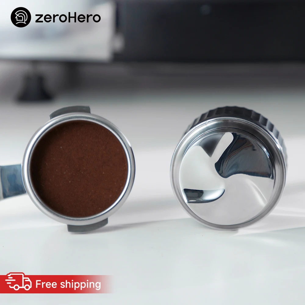 zeroHero Gravity Distributor 58.5mm 304 Steel Triple Vane 3S Auto Descend No Adjustment for Espresso Machine Home Barista Tools
