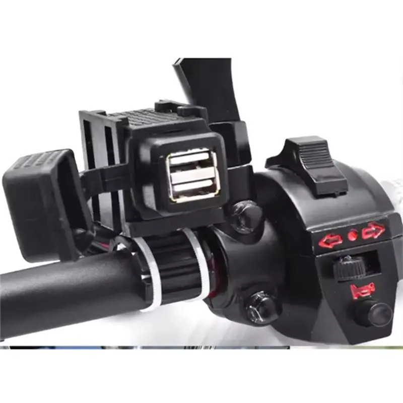For Phone GPS Satnav Power Adapter With 150Cm Cable Motorcycle Dual USB Socket EU Plug