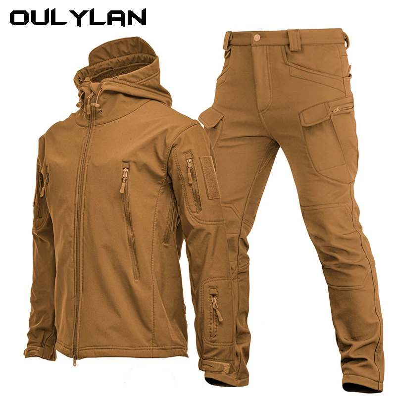 

Jacket Pants Suit Tactical Men's sharkskin soft-shell assault suit Men's Spring Fall Winter wool windbreaker Jacket Outdoor