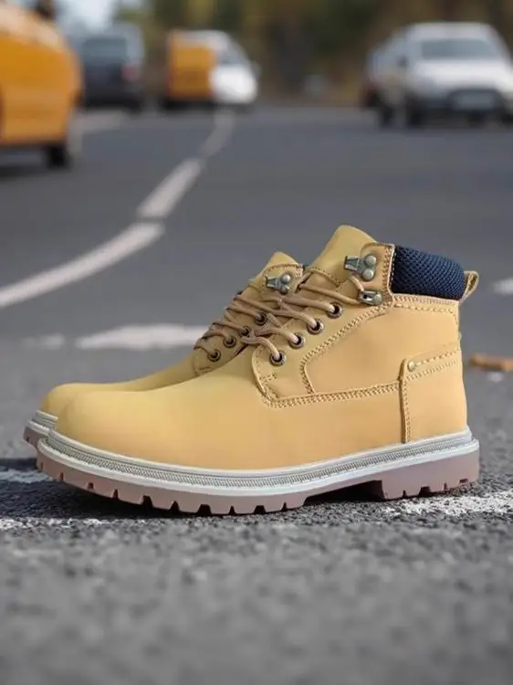 

Мужские ботинки из натуральной кожи, очень мягкие удобные нескользящие высокие рабочие ботинки, зимние теплые повседневные ботинки с круглым носком