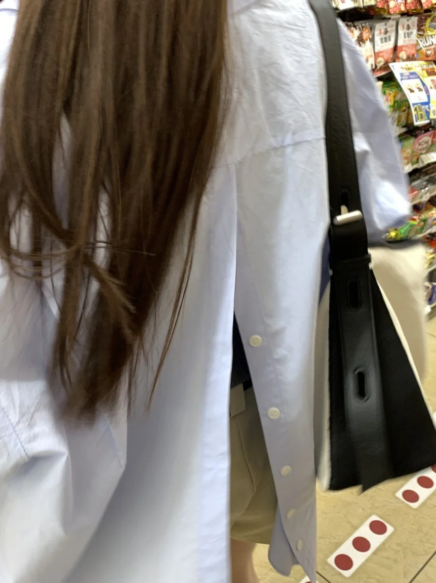 Chique losse damesjurk met lange mouwen, zonbescherming, halflange casual stijl, Koreaanse stijl, effen kleur, knoopsluiting, lantaarnmouwen...