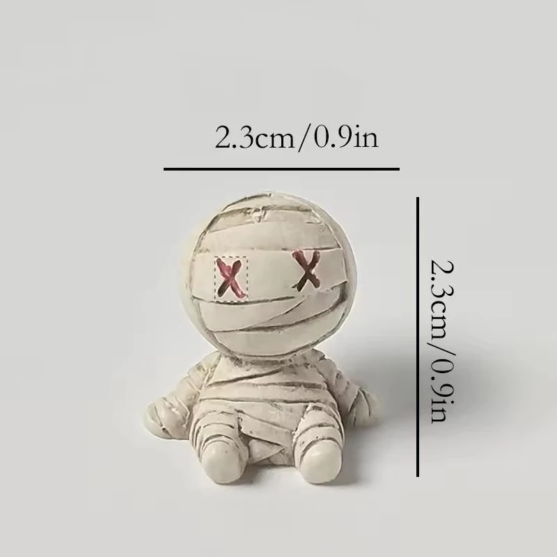 0.9in Gothic Cute Mummies - Resin Figurines for Halloween, Gothic Home, Office, Party - Compact Desk Decor, Collectible