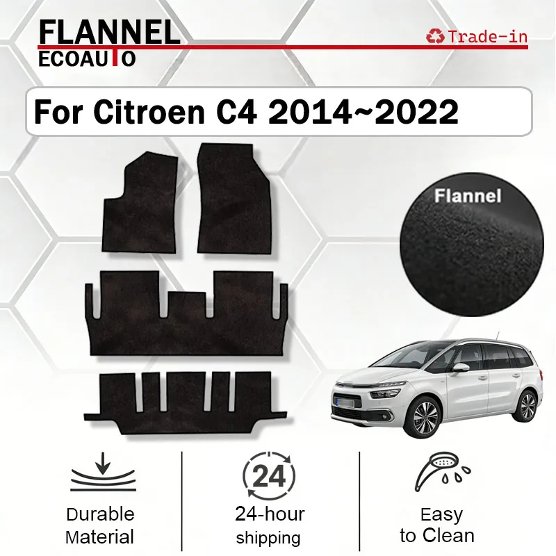 

ECOAUTO Flannel For Citroen C4 Picasso Grand C4 SpaceTourer 7 Seater 2014~2022 Car Floor Mats Panel Footpads Carpets Cover Rugs