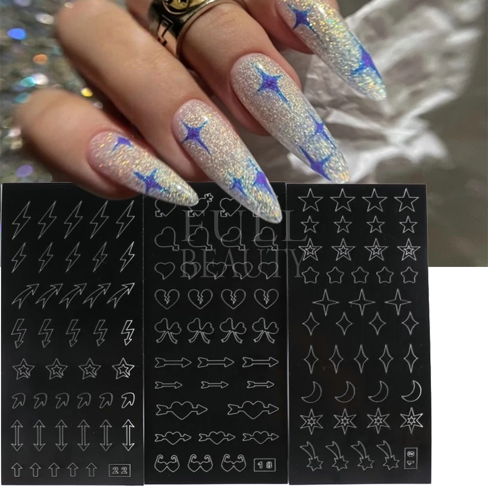 1/2/3pcs Airbrush Stencil For Nails Heart Butterfly Bear Stars Hollow Nail Sticker Airbrush Templates Manicure Decor LEBPHT