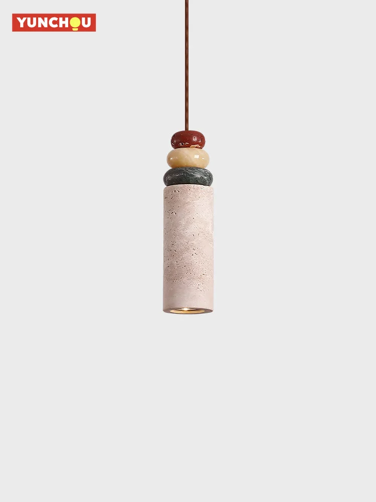 

Подвесной светильник Wabi Sabi из желтого травертина, люстра из натурального камня, 3000K, теплый белый свет, для спальни, столовой, кухонного острова, декора