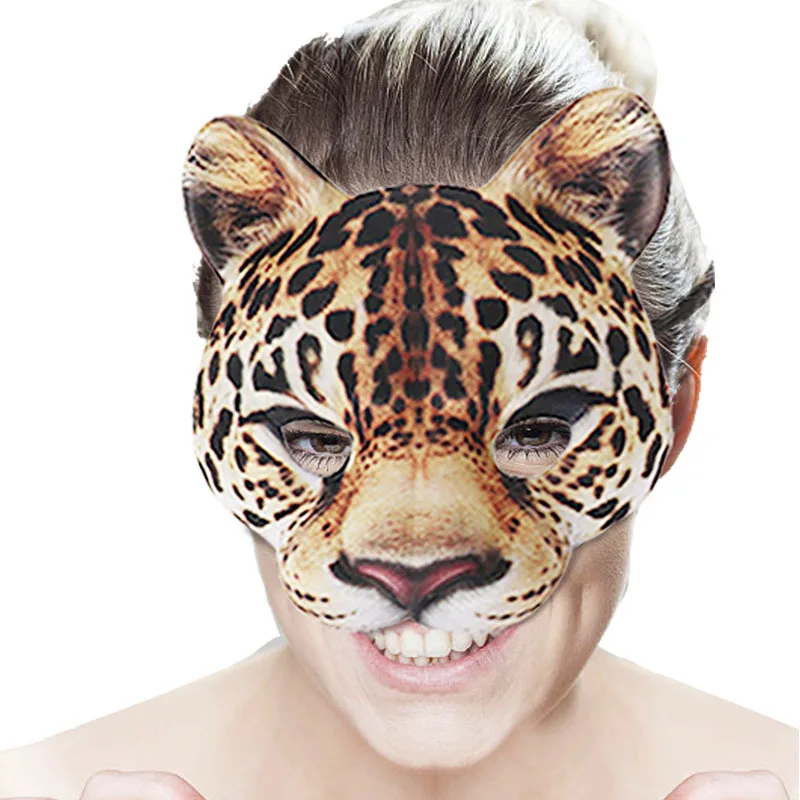 1PC EVA Half Face Leopard Mask for Adult Halloween Animal Head Masks Party Cosplay Masque Easter Carnival Masquerade Acessories