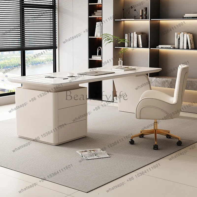 Light luxury rock slab corner desk home study modern and simple