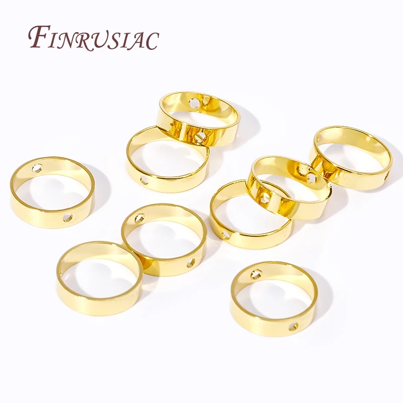 18K Gold Plated Connect Beads Frame Ring Through Hole Bead Circle For DIY Beading Earring Jewelry Making Supplies